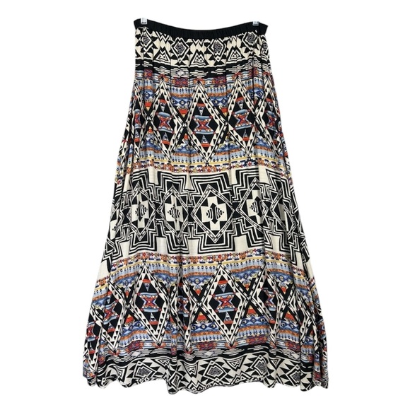 Angie Multicolor Geometric Maxi Skirt Boho Aztec Print Sz L - Picture 1 of 8